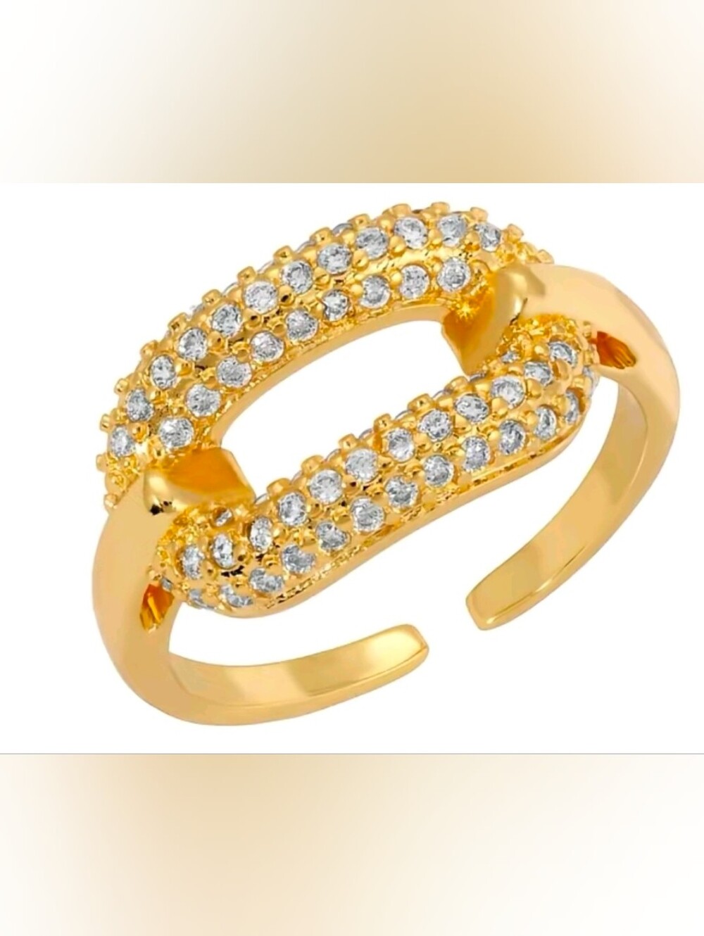 Gold Pavé Link Ring - Women Jewelry